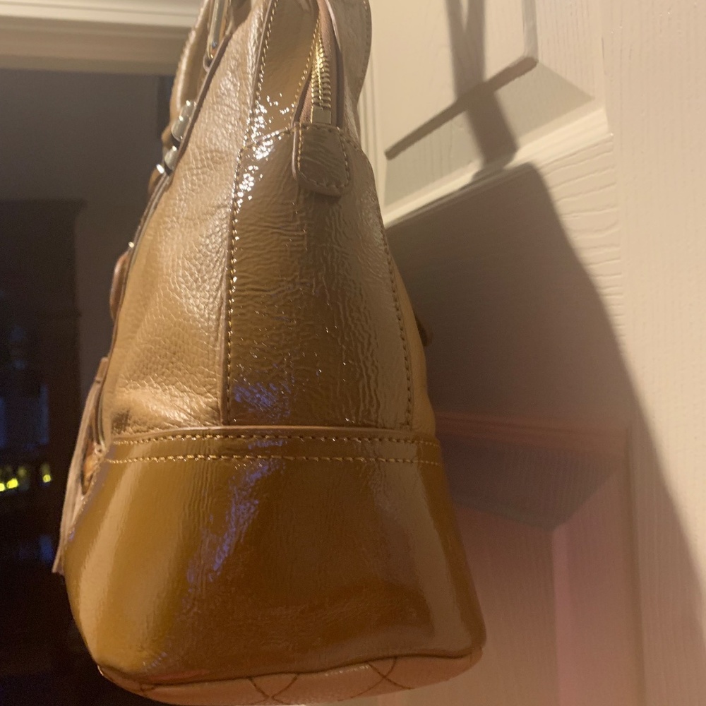 Sharif Camel Leather/Patent/Suede Satchel Handbag - Picture 4 of 9